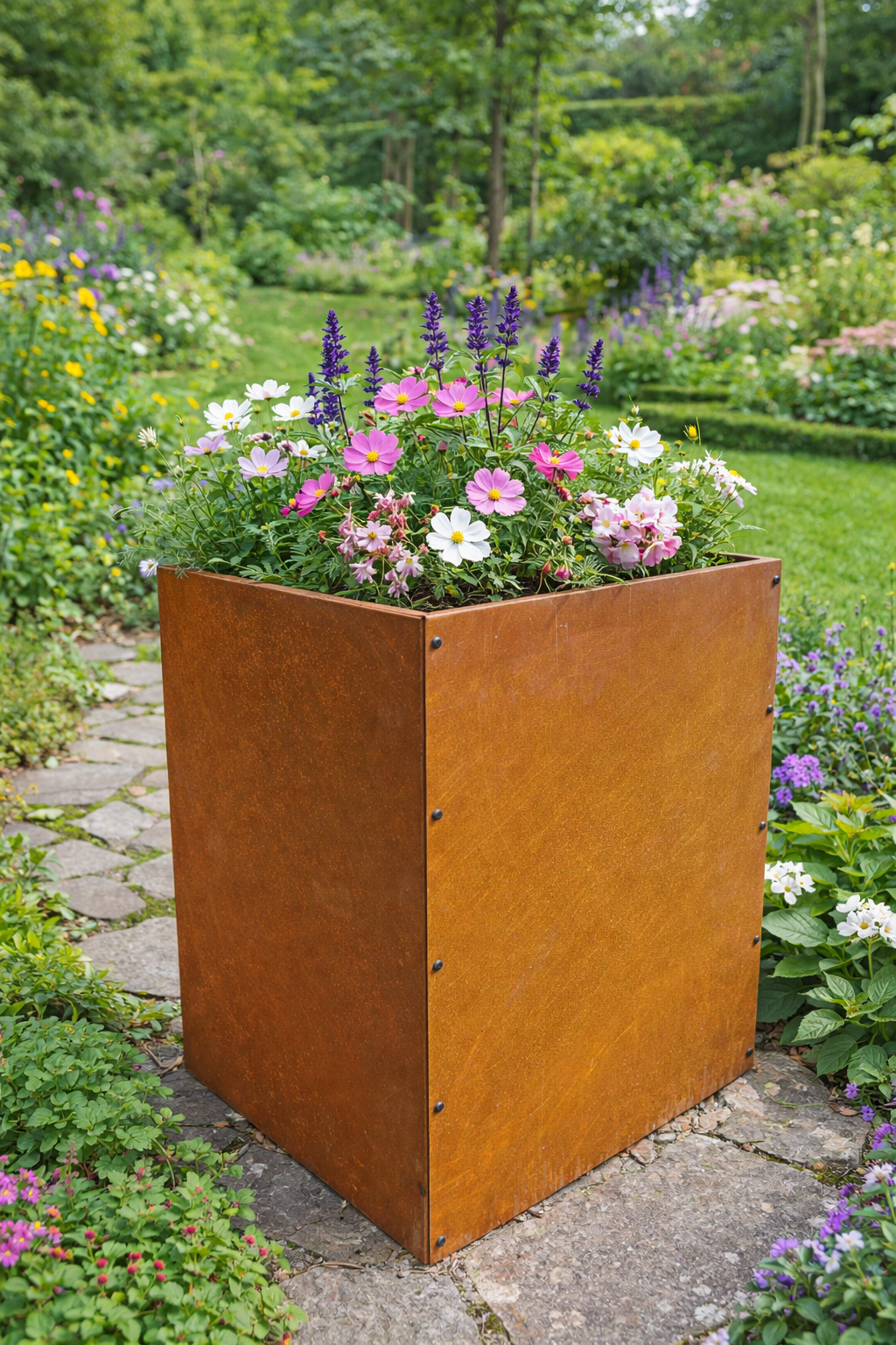 Edelrost Blumentopf aus Metall , 1mm ，Länge 50 cm, Breite 40 cm
