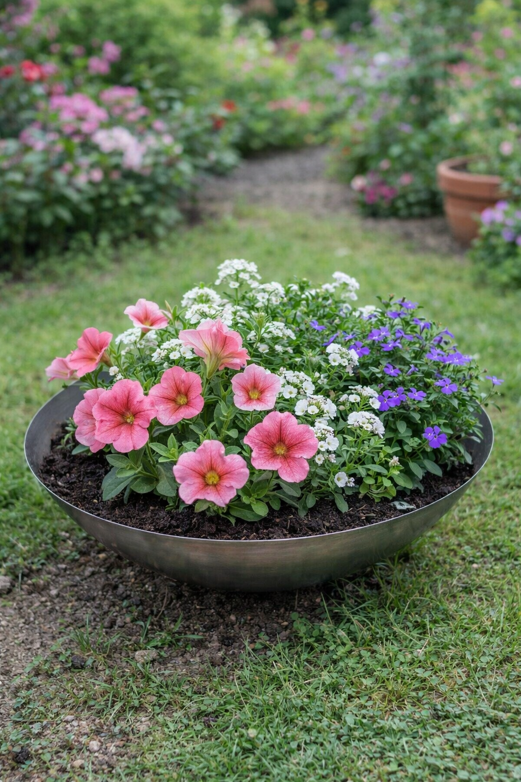 Garten Pflanzenschale Feuerschale aus Edelstahl 1mm , 0.8kg ,031495-1S
