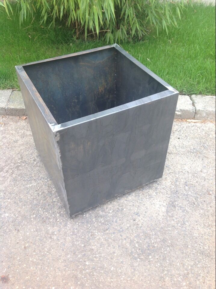 Plant bowl, planter flowerpot cube made of Corten steel