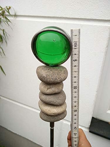 Gartendeko Gartenstecker , Glaskugel und Stein , Handarbeit , 032228