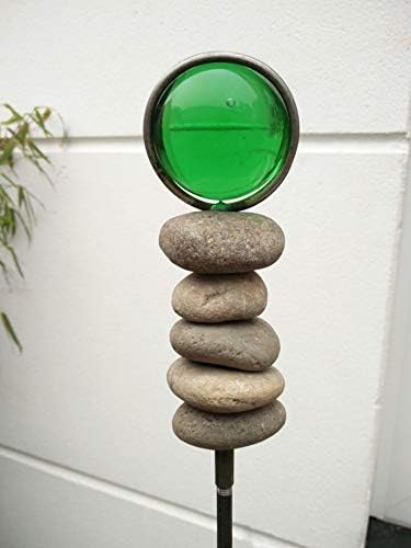 Gartendeko Gartenstecker , Glaskugel und Stein , Handarbeit , 032228