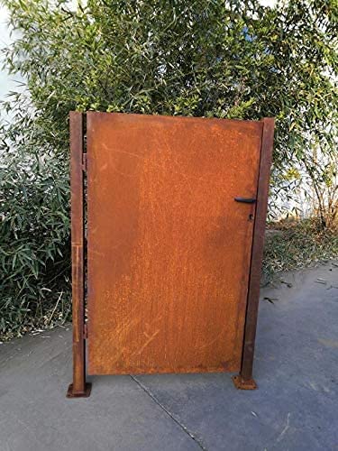 Rusted garden gate including posts made of Corten steel 1.2mm W101.5cm (incl. posts: 6cm) H120cm, H150cm, H180cm, incl. door lock (stainless steel material)