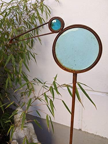 Noble rust garden stake iron rust glass decoration bed stake bird 029506 W15*H115cm