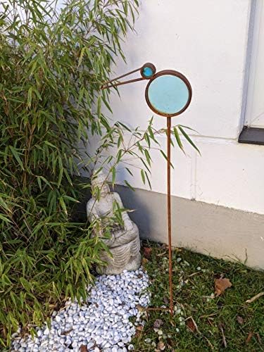 Noble rust garden stake iron rust glass decoration bed stake bird 029506 W15*H115cm