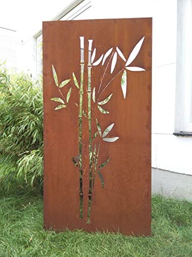 Rust garden privacy screen, rust privacy screen made of metal 1mm, bamboo 031663