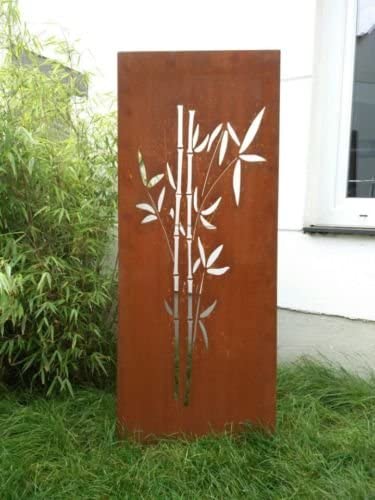 Rust garden privacy screen, rust privacy screen made of metal 1mm, bamboo 031663