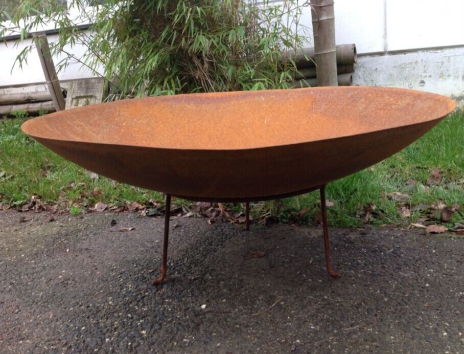 Fire bowl plant bowl candles rust 70 cm round with stand