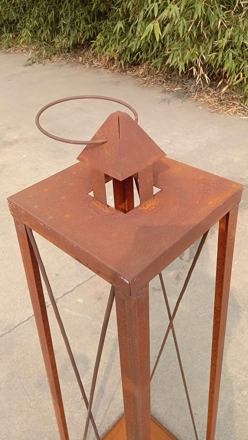 Rust lantern candle holder garden lantern made of metal strong material garden Christmas metal lantern garden lantern