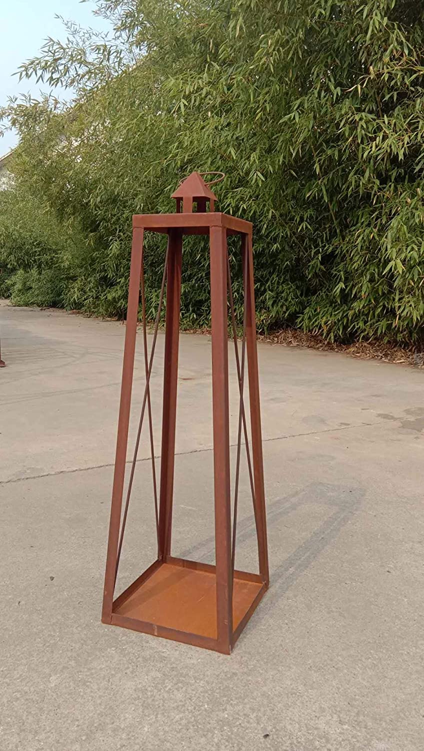Edelrost Windlicht Kerzenhalter Garten Laterne aus Metall , Ohne Glas – Sino Han