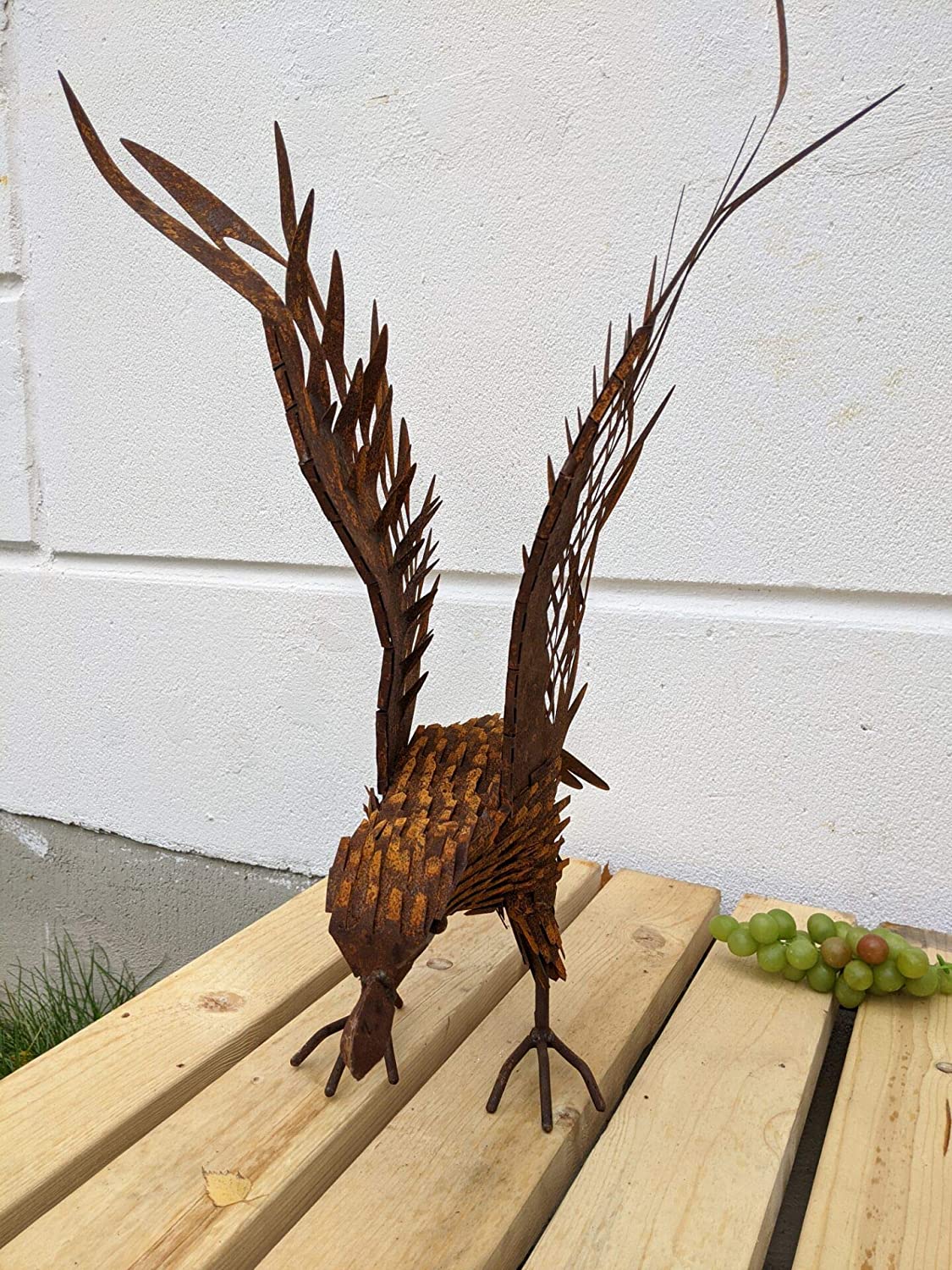 Rusty metal garden figure eagle garden sculpture animals handmade L43cm H80cm 030893