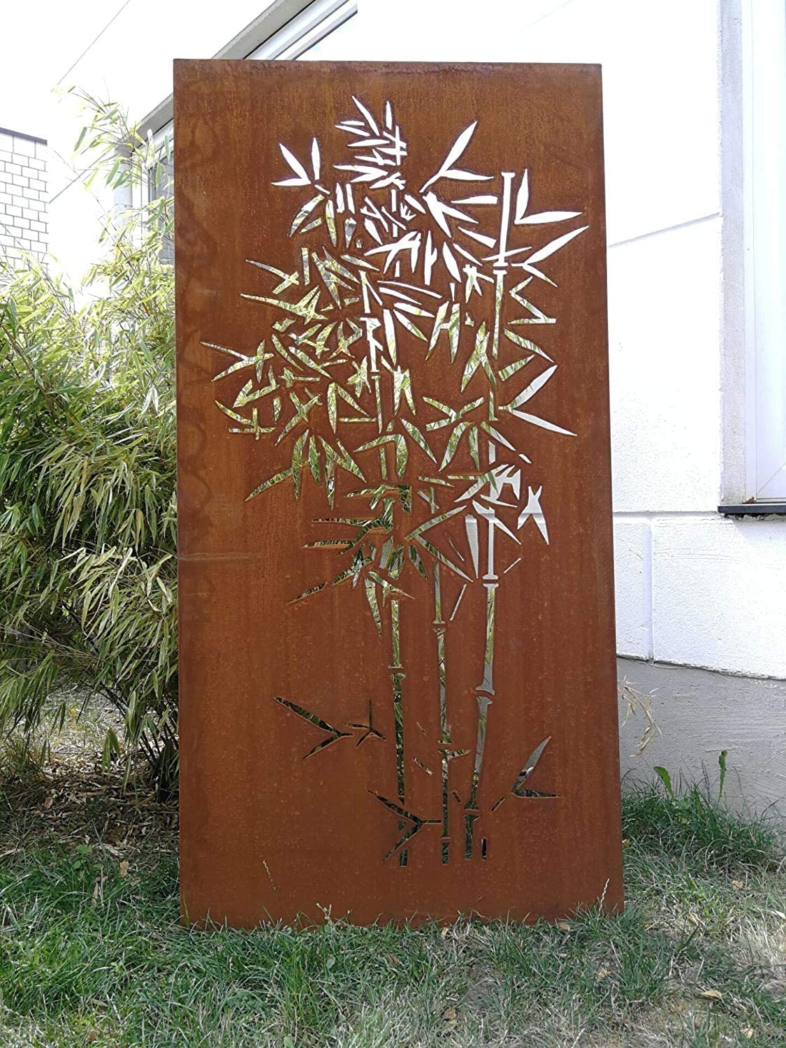 Patina garden privacy screen rust privacy screen made of metal bamboo 031915