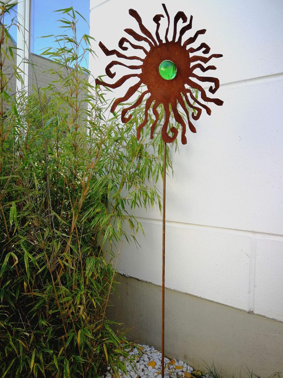 Garden stake rust flower bed stake garden glass ball glass decoration H125*40cm 031930 DB