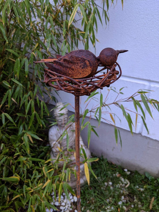 Edelrost Gartenstecker Vogelnest ,030176