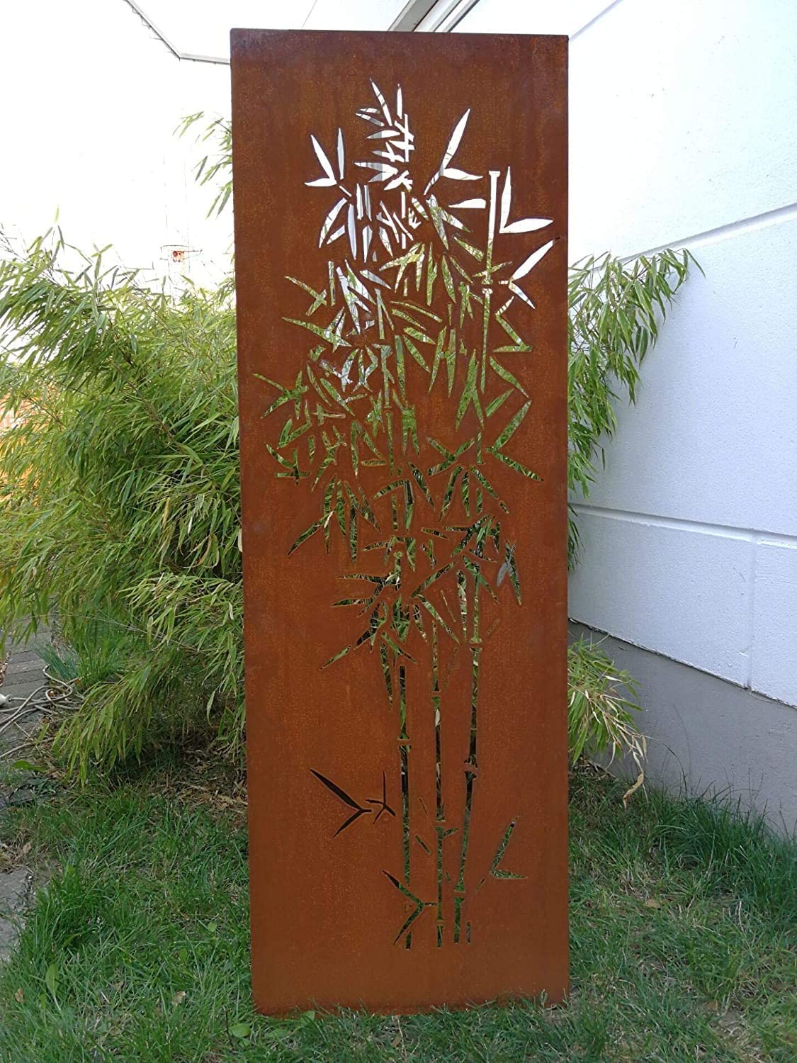 Patina garden privacy screen rust privacy screen made of metal bamboo 031915