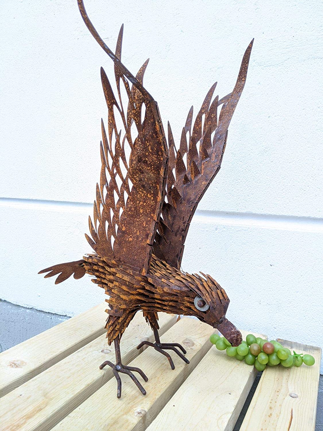 Rusty metal garden figure eagle garden sculpture animals handmade L43cm H80cm 030893