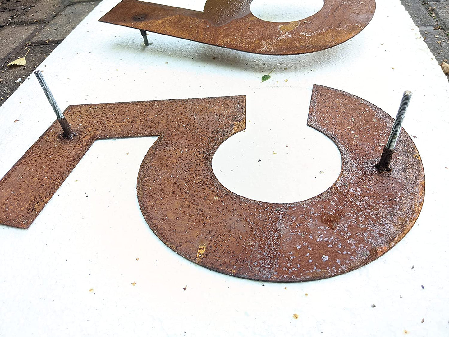 Rusted metal house number 1mm handmade H35cm