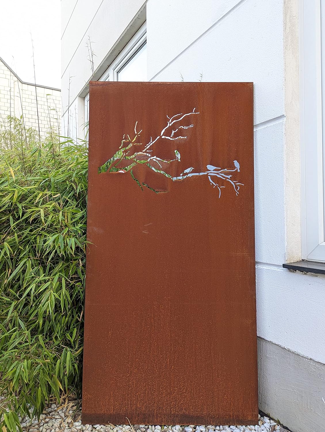 Patina garden privacy screen made of metal 1mm rust W75 H150cm, 032137-2