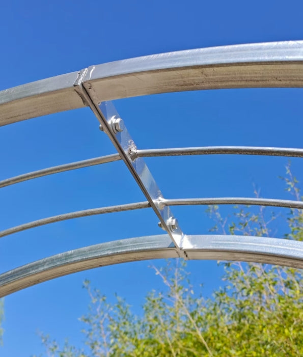 Zen Man Garden rose arch made of galvanized metal