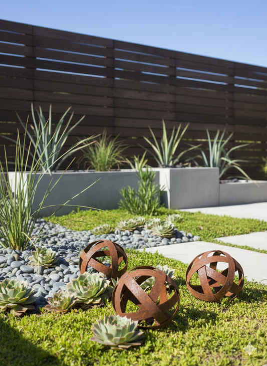 3 pcs. garden ball, rust, garden decoration