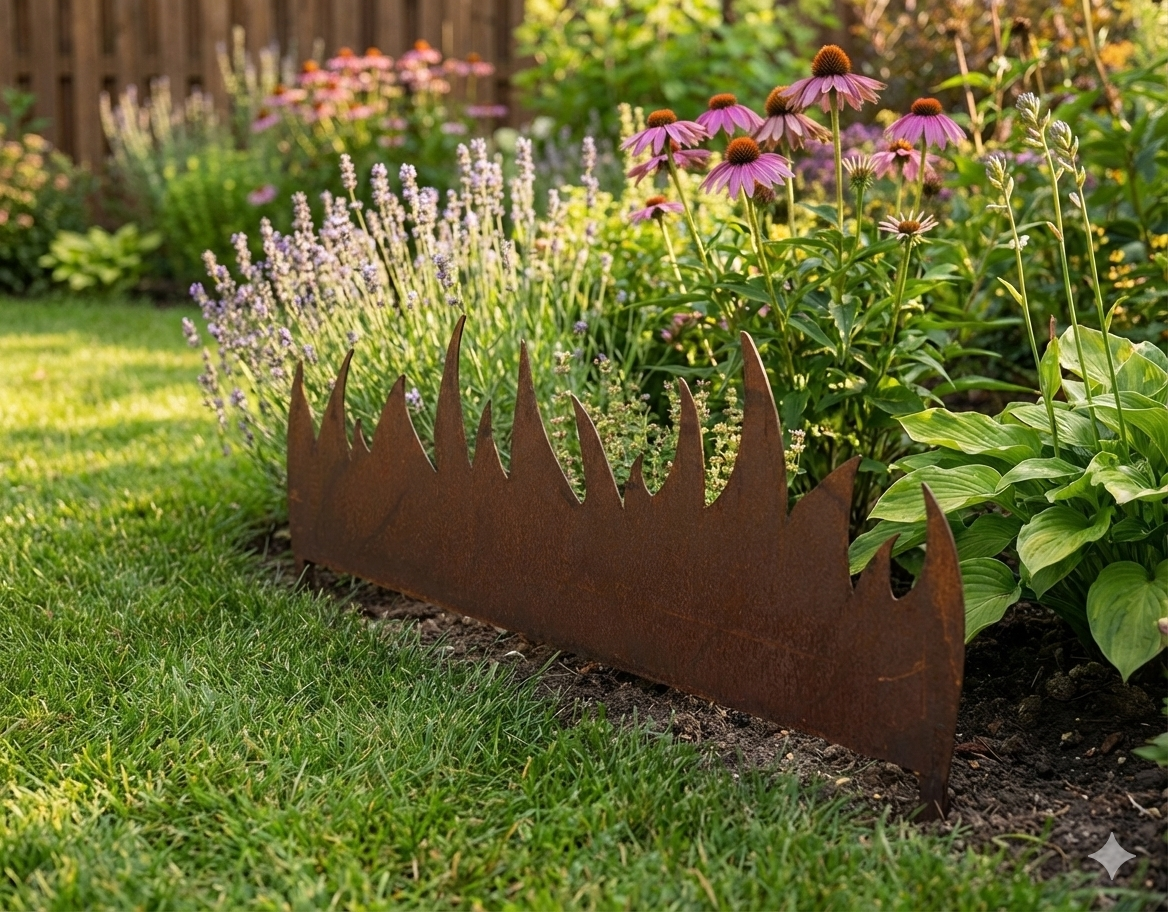 Edelrost Garten Rasenkanten aus Metall ,Gartendeko ,Höhe: 30cm