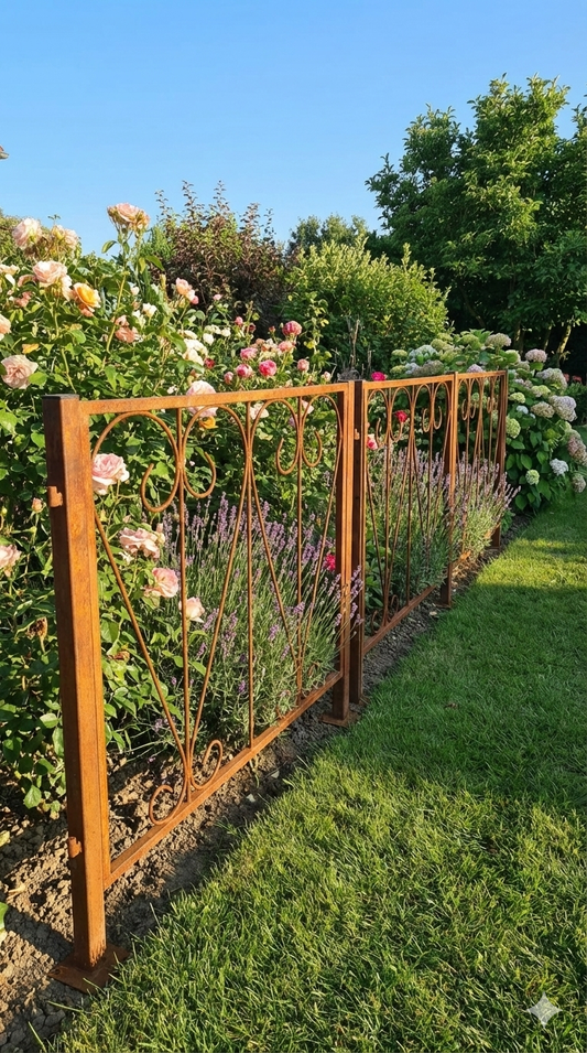 Edelrost Gartenzäune Metallzaun Eisenzaun Schmiedezaun Zaunelemente ， 032084