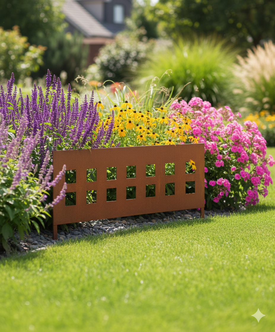 Edelrost Garten Rasenkanten aus Metall ,Gartendeko ,Höhe: 30cm