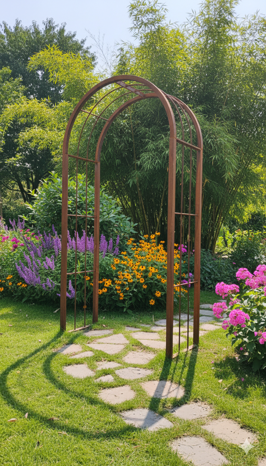 Edelrost Garten Rankgitter Rosenbogen， Höhe: 220cm ,Länge: 110 cm， 032151