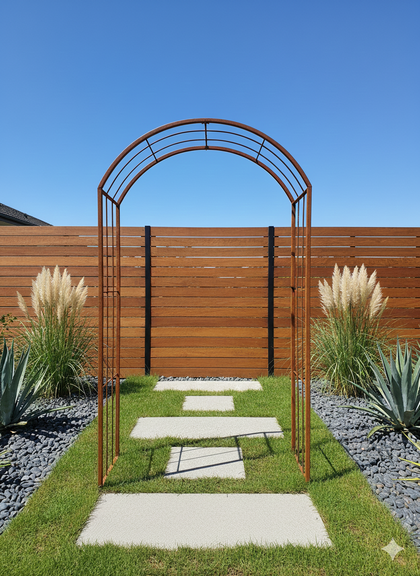 Edelrost Garten Rankgitter Rost Rosenbogen Höhe: 220cm ， 031991