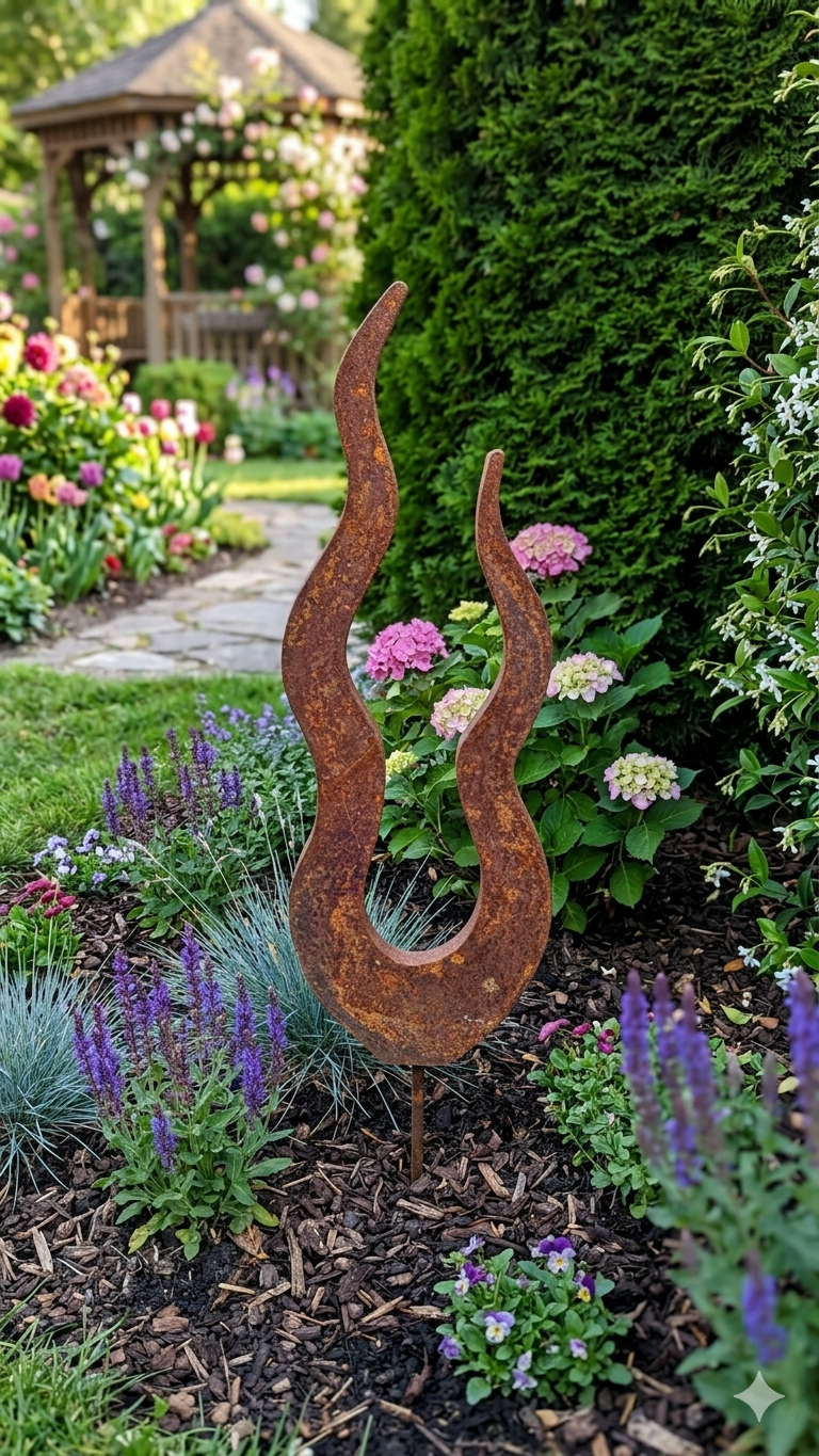 Garten Edelrost Gartenskulptur Gartenstecker H74cm ,030336