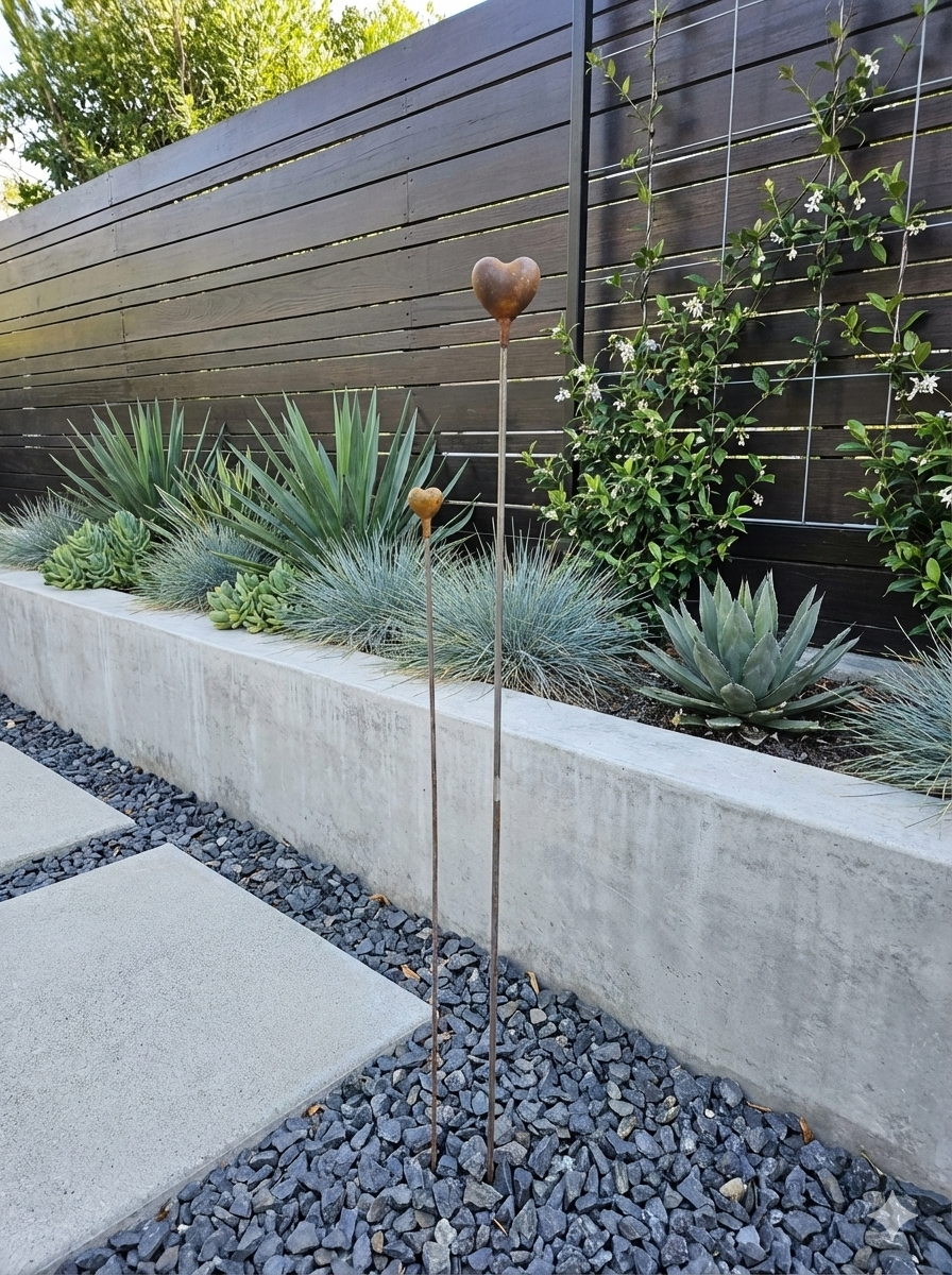 Edelrost tuinprikker van natuursteen, metaal, hart, 030869, 104cm