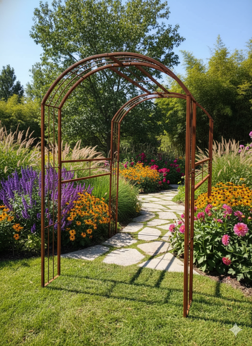 Edelrost Garten Rankgitter ,Rost Rosenbogen , 031992 ,Höhe: 220cm