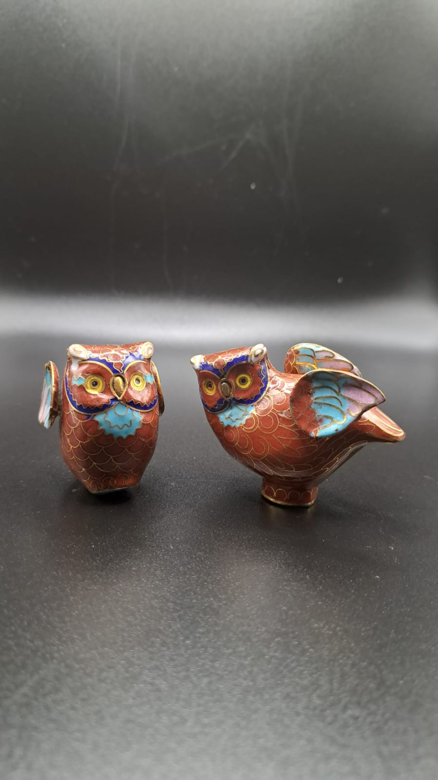 Chinese animal figure cloisonné handicraft owl new approx. 4x4x3cm Aa2-3