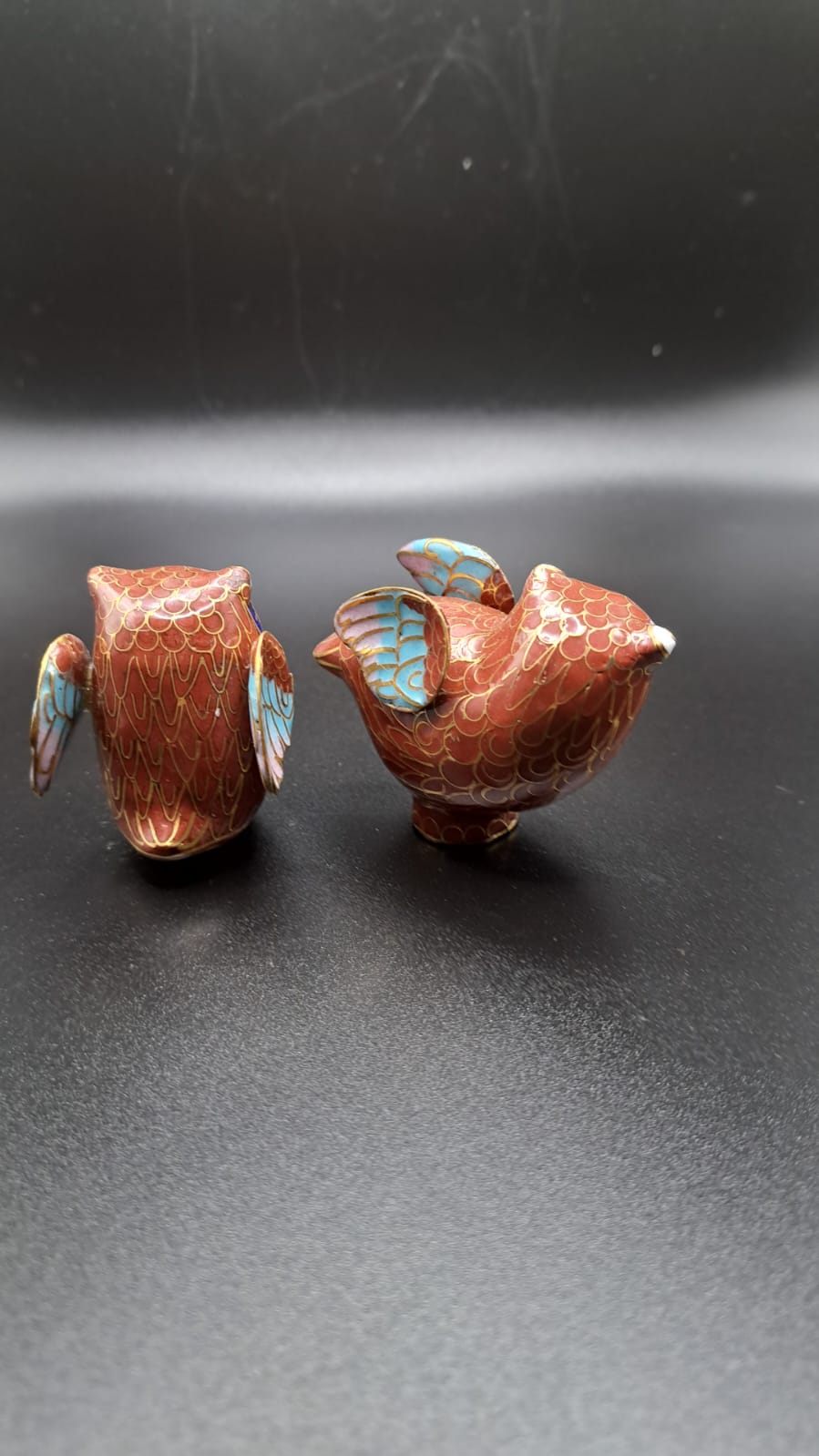 Chinese animal figure cloisonné handicraft owl new approx. 4x4x3cm Aa2-3