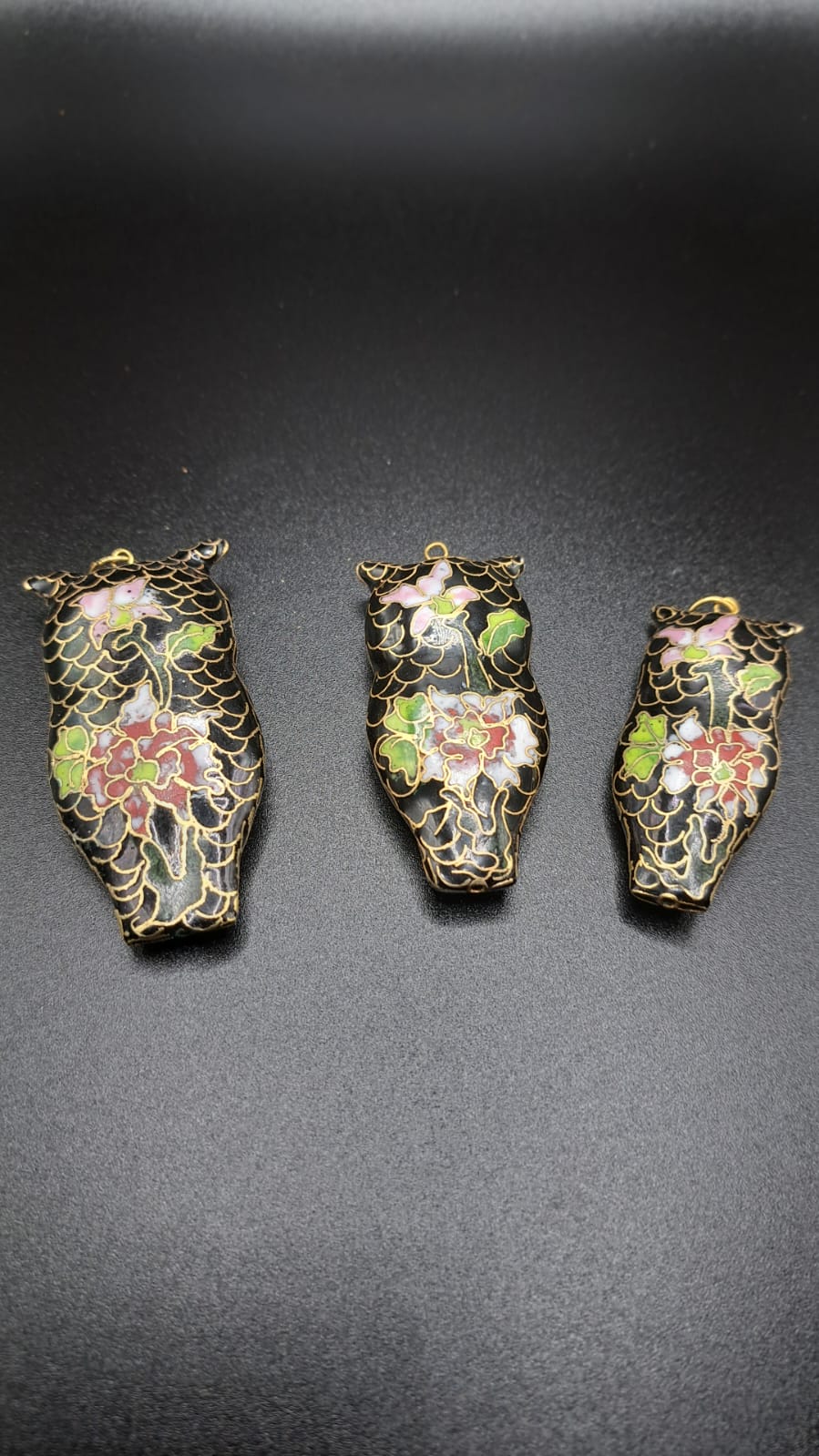 3x Chinesische Tierfigur Cloisonné Kunsthandwerk Eule Neu 5x3x0,5cm Aa2-2-1