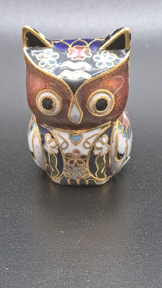 Chinesische Tierfigur Cloisonné Kunsthandwerk Eule Neu 5x3x3cm Aa2-2-1