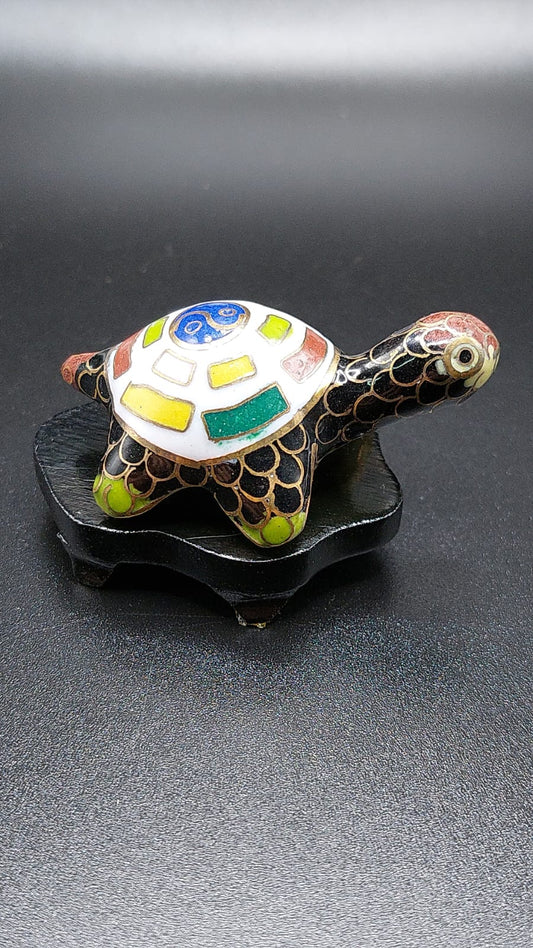 CLOISONNE turtle decoration statue 6x2x3cm A1*