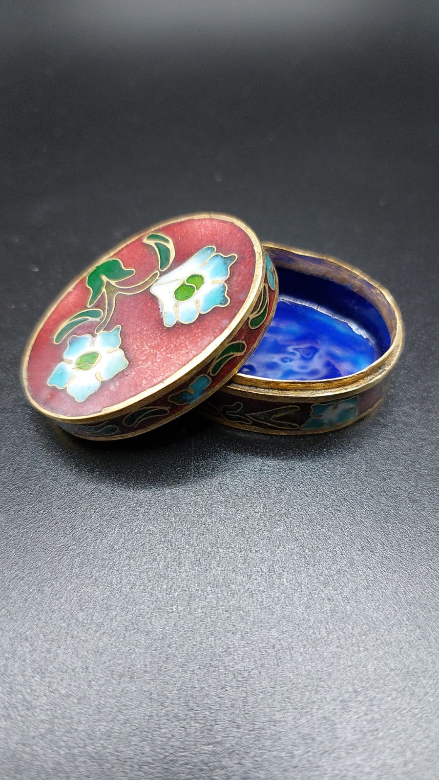 Deckeldose  Deko Messing emailliert Cloisonne China 4x2x3cm A3€