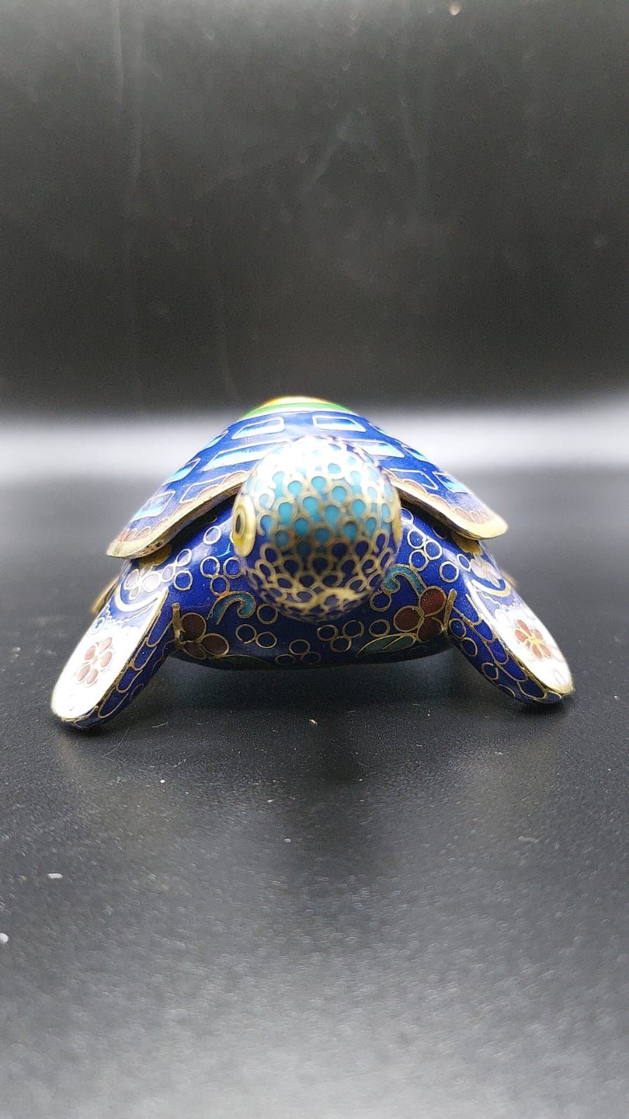 Turtle tin decoration brass enamelled cloisonne China 10x4x7cm A4$