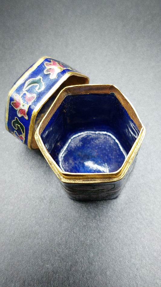 Deckeldose  Deko Messing emailliert Cloisonne China 3,5x3x4,5cm A#-5-1