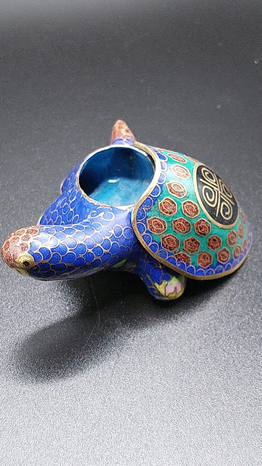 Schildkröte  dose Deko Messing emailliert Cloisonne China 7x5x3cm A-3-1