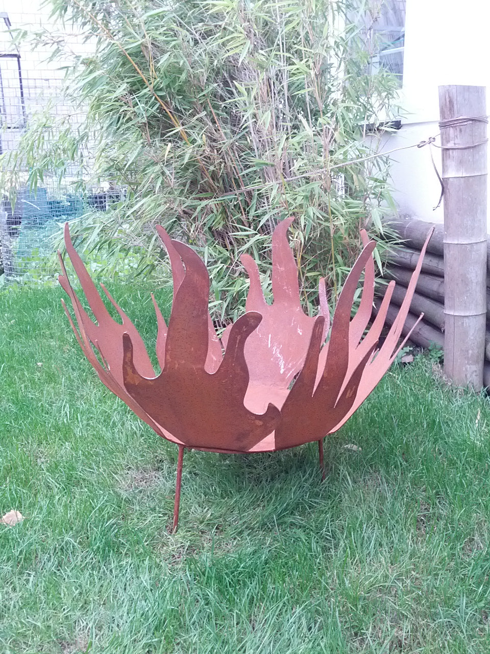 Garden decoration, fire bowl, plant bowl with stand