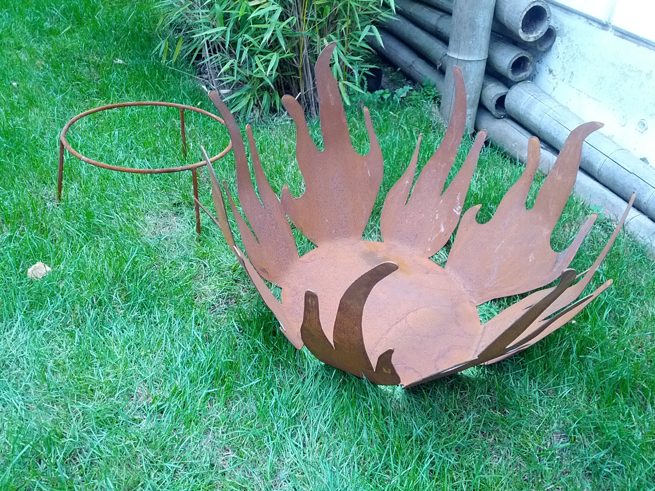 Garden decoration, fire bowl, plant bowl with stand