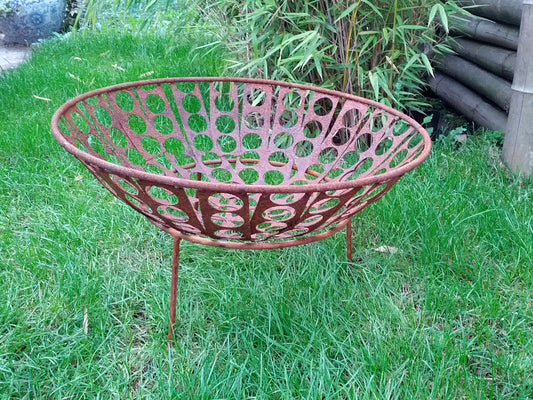 Fire bowl with stand, rust, garden decoration