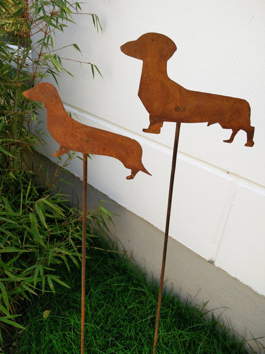 2 st .Gartenstecker ,Edelrost Hund . H110*20 cm