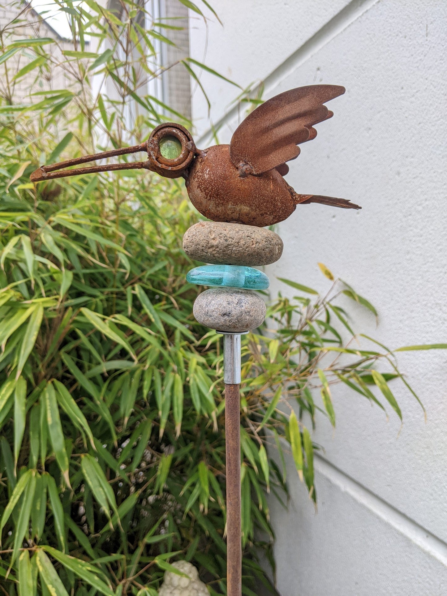 Edelrost Gartenstecker Beetstecker Garten Vogel Sculpture Rost  H112*17cm 029574