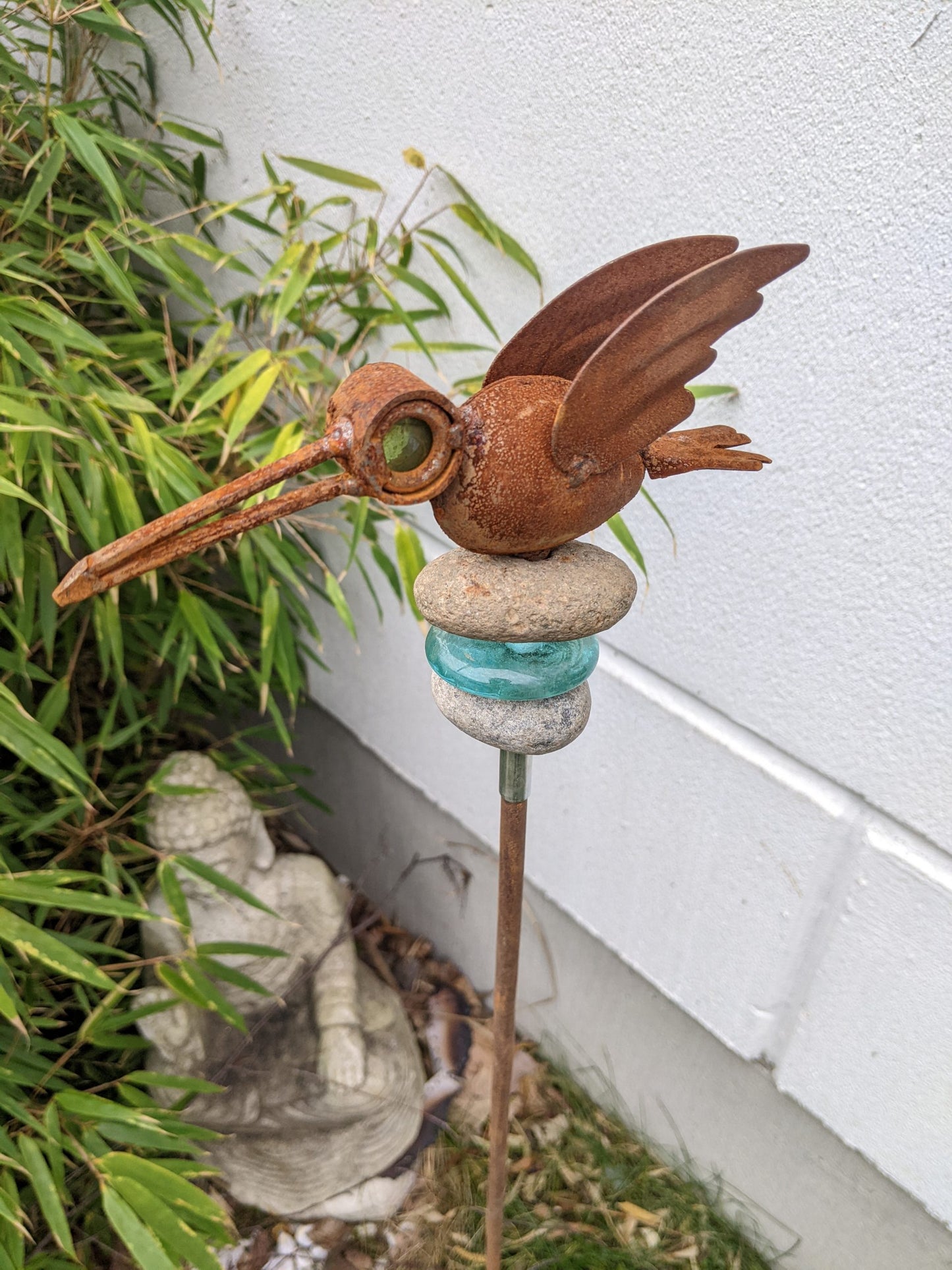 Edelrost garden stake bed stake garden bird sculpture rust H112*17cm 029574