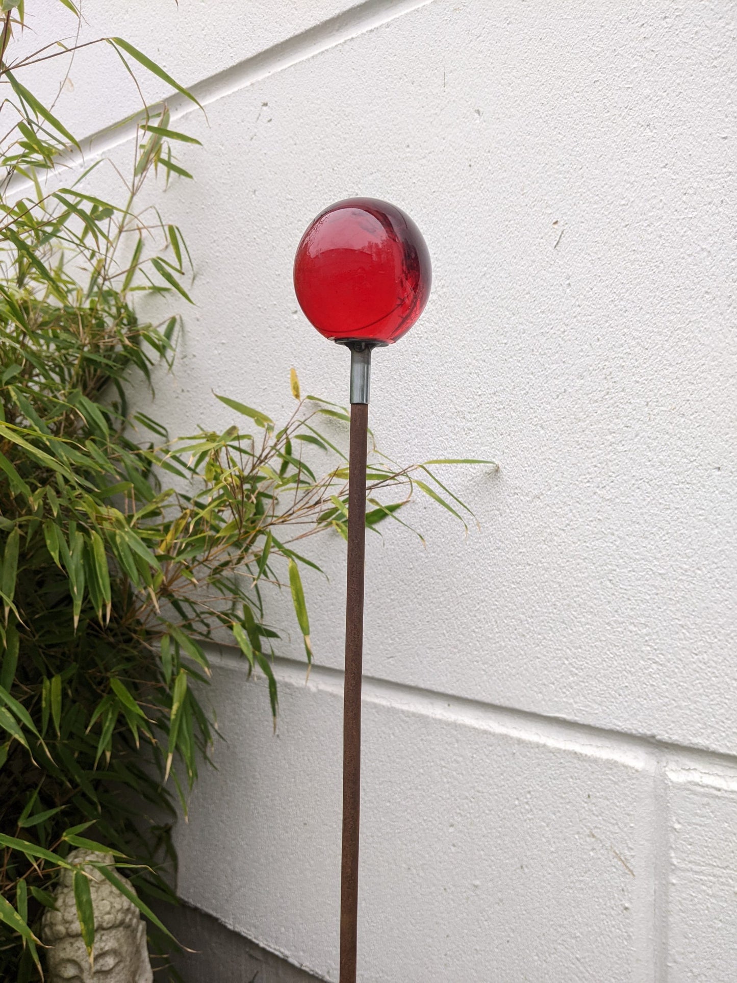 Garden glass ball, glass ball, rust garden stake, bed stake, garden ball 6*106cm