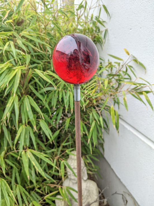 Garden glass ball, glass ball, rust garden stake, bed stake, garden ball 6*106cm