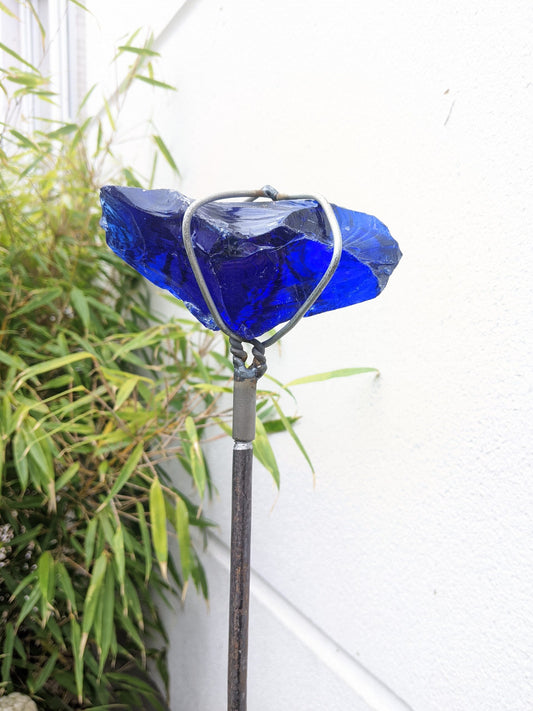 Garden stake glass decoration H117cm*12 cm 031263 dark blue