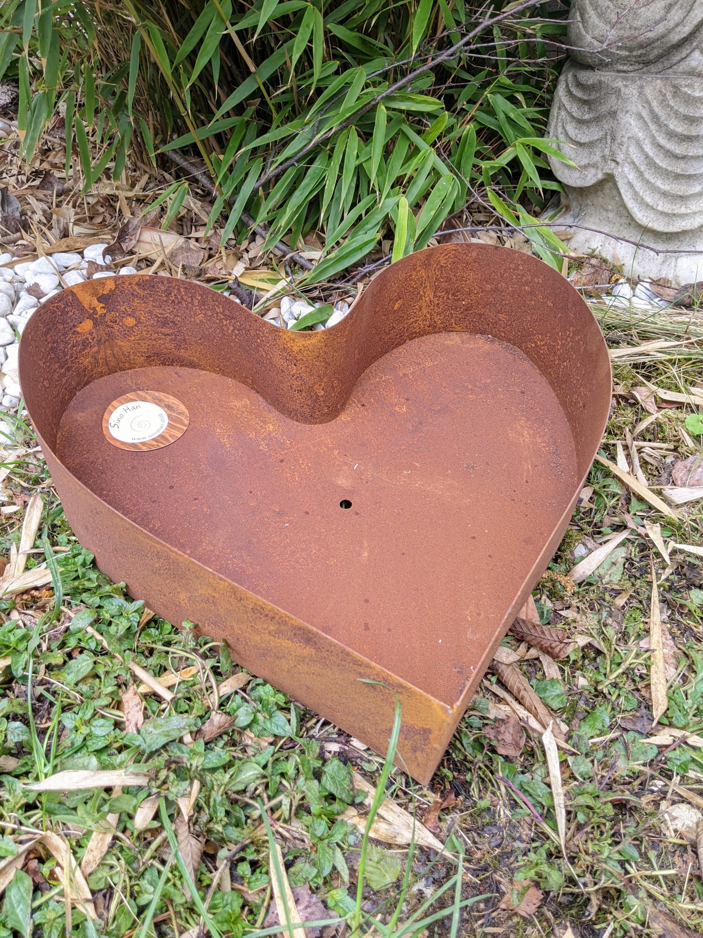 4 pcs in set rust garden flowerpot metal rust heart 032143,